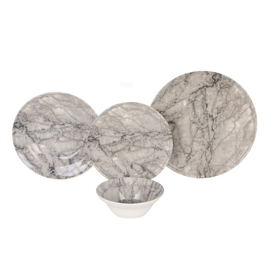 Servizio da tavola 24 pezzi beige/grigio/ceramica