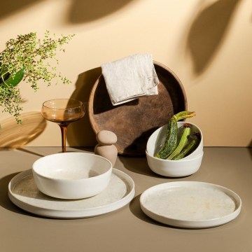 Servizio da tavola 24 pezzi beige in porcellana
