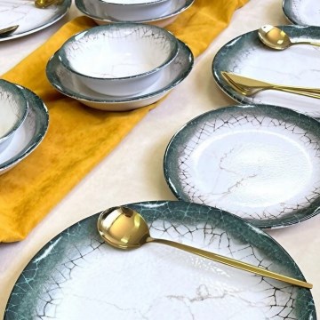 Servizio da tavola 24 pezzi, bianco/antracite in ceramica