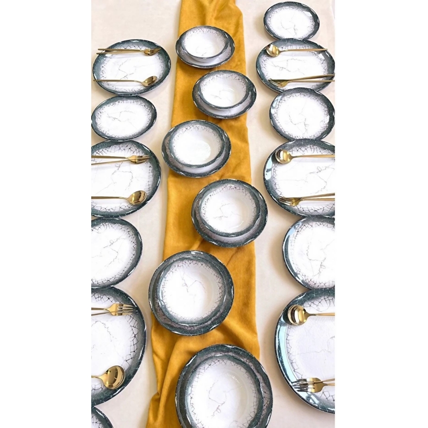 Servizio da tavola 24 pezzi, bianco/antracite in ceramica