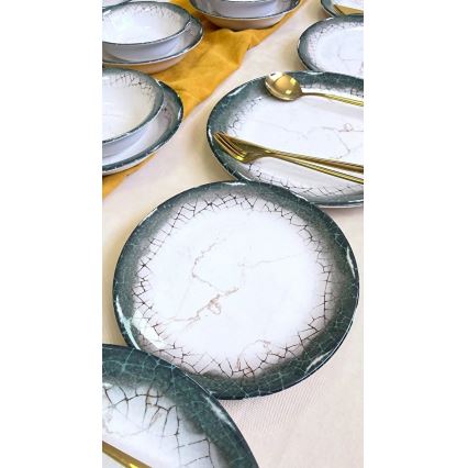 Servizio da tavola 24 pezzi, bianco/antracite in ceramica