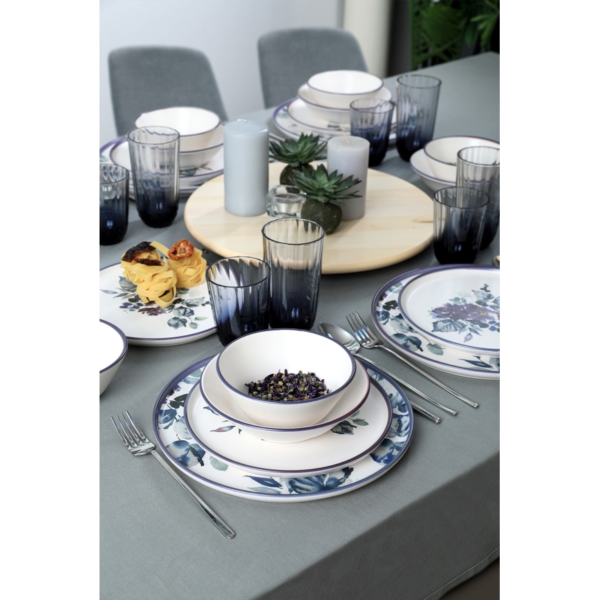 Servizio da tavola 24 pezzi bianco/blu/ceramica