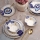 Servizio da tavola 24 pezzi, bianco/blu, in ceramica