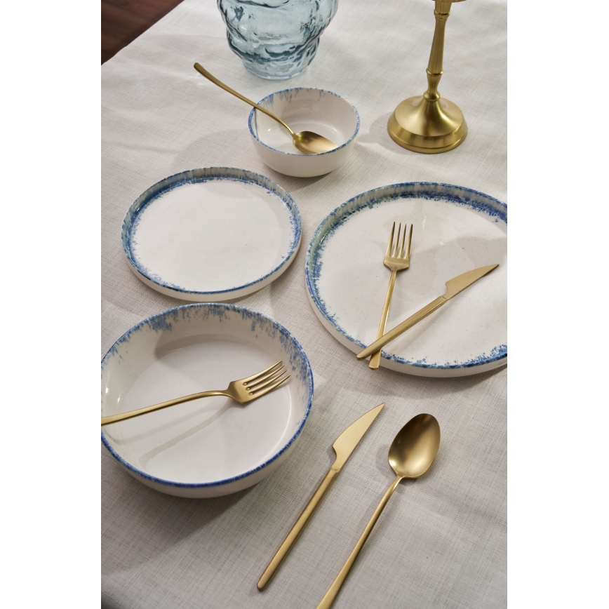 Servizio da tavola 24 pezzi bianco/blu in porcellana