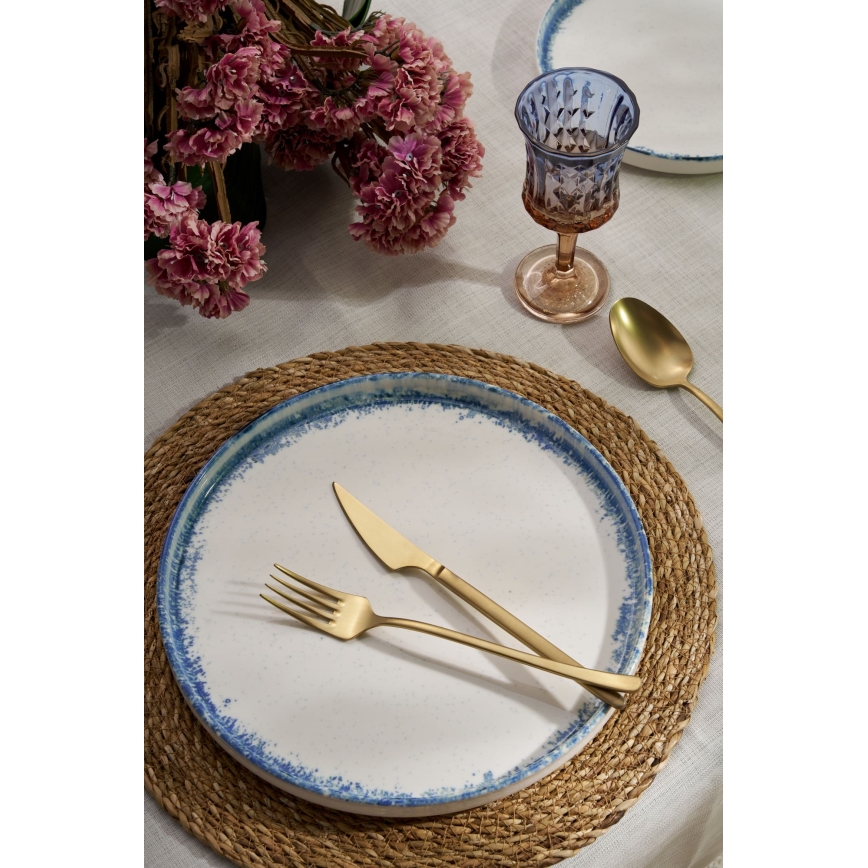 Servizio da tavola 24 pezzi bianco/blu in porcellana