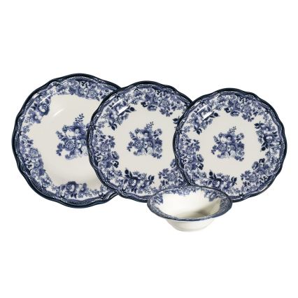 Servizio da tavola 24 pezzi bianco/blu/porcellana