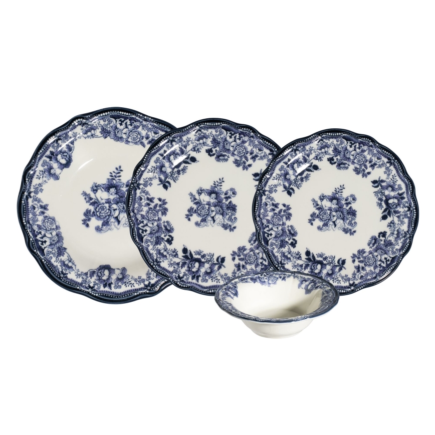 Servizio da tavola 24 pezzi bianco/blu/porcellana