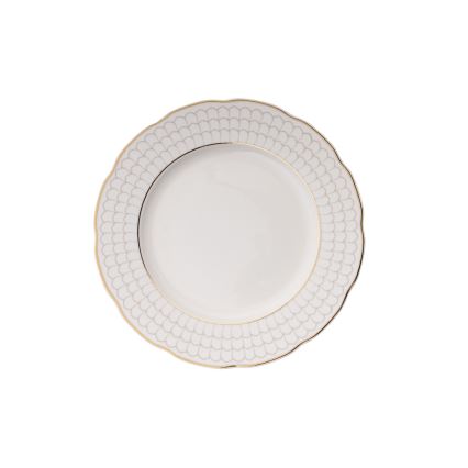 Servizio da tavola 24 pezzi, bianco e oro, in porcellana