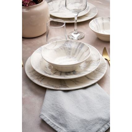 Servizio da tavola 24 pezzi, bianco/grigio, in ceramica