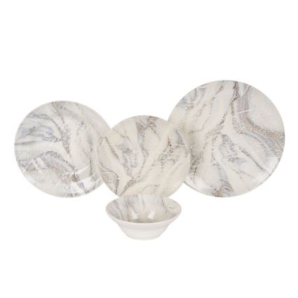 Servizio da tavola 24 pezzi, bianco/grigio, in ceramica