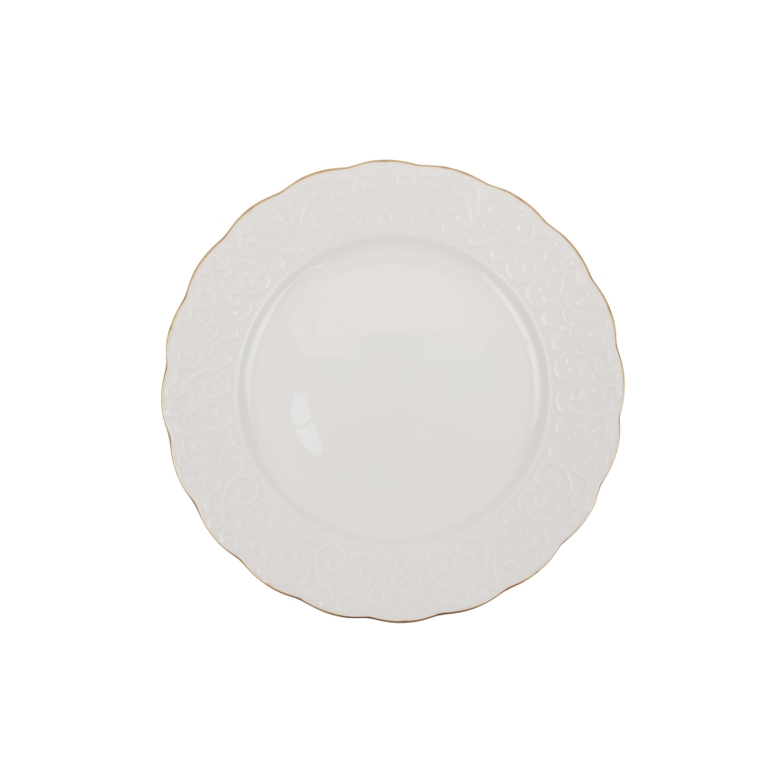 Servizio da tavola 24 pezzi, bianco/oro, in porcellana