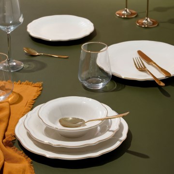 Servizio da tavola 24 pezzi bianco/oro/porcellana