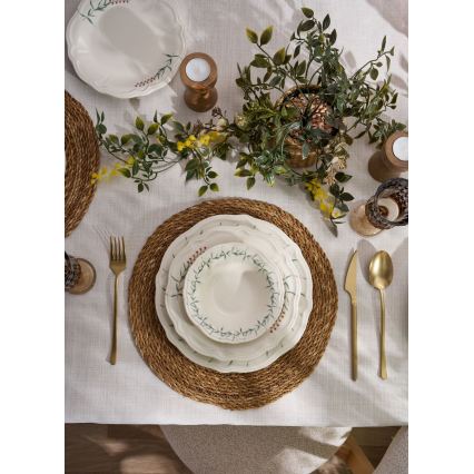 Servizio da tavola 24 pezzi, bianco/verde, in porcellana