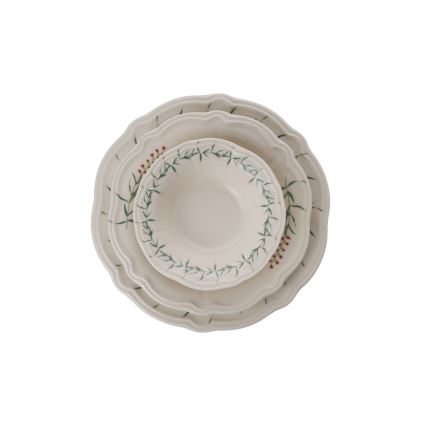 Servizio da tavola 24 pezzi, bianco/verde, in porcellana