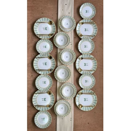 Servizio da tavola 24 pezzi, bianco/verde/oro, in ceramica