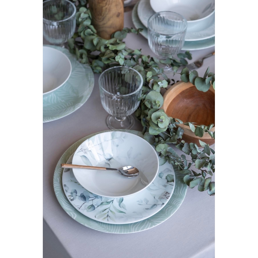 Servizio da tavola 24 pezzi bianco/verde/porcellana