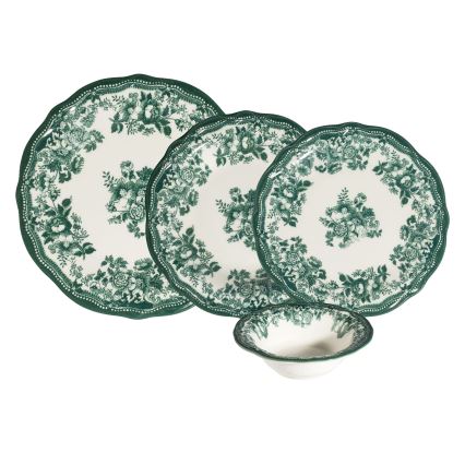 Servizio da tavola 24 pezzi bianco/verde/porcellana