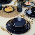 Servizio da tavola 24 pezzi blu/oro in ceramica