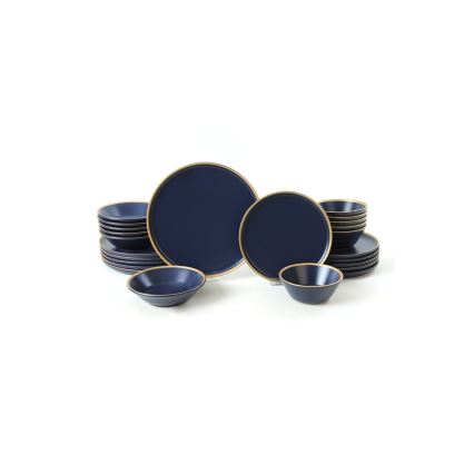 Servizio da tavola 24 pezzi blu/oro in ceramica