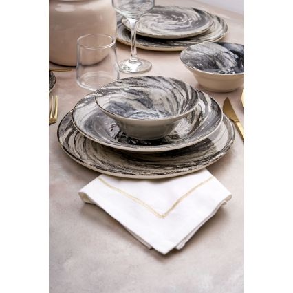 Servizio da tavola 24 pezzi in ceramica, nero/beige