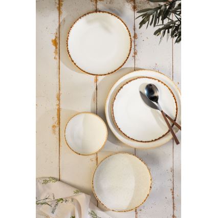 Servizio da tavola 24 pezzi in porcellana, bianco/beige