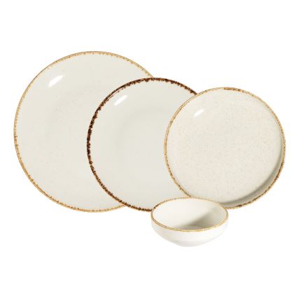 Servizio da tavola 24 pezzi in porcellana, bianco/beige