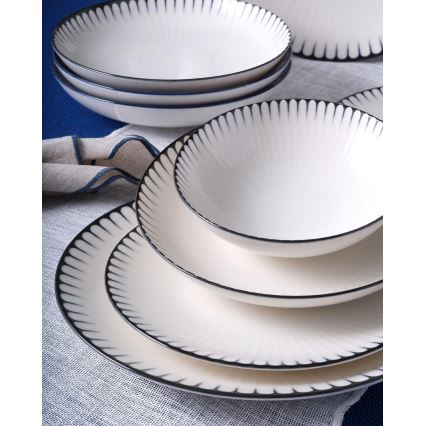 Servizio da tavola 24 pezzi in porcellana, bianco/nero