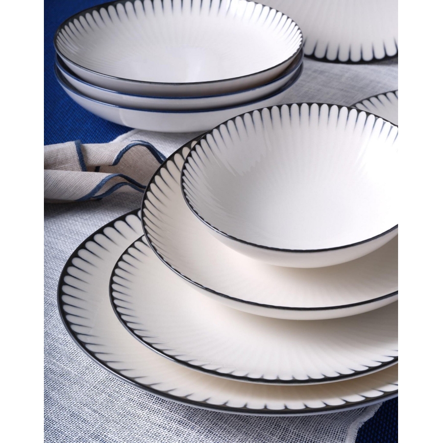 Servizio da tavola 24 pezzi in porcellana, bianco/nero