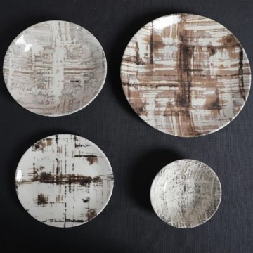 Servizio da tavola 24 pezzi marrone/bianco/porcellana