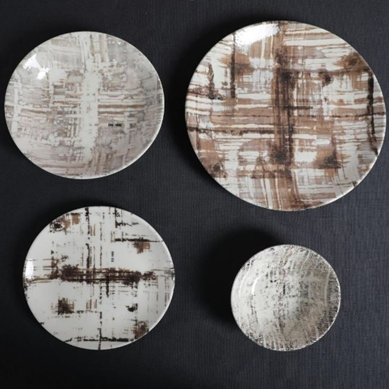 Servizio da tavola 24 pezzi marrone/bianco/porcellana