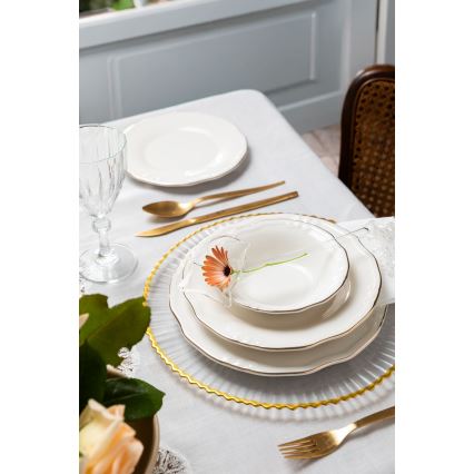 Servizio da tavola 24 pezzi — bianco con finiture oro, in porcellana