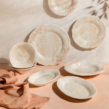 Servizio da tavola 27 pezzi beige/porcellana