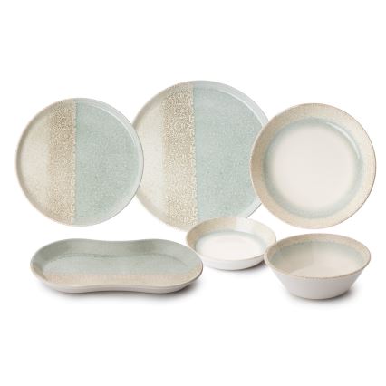 Servizio da tavola 27 pezzi beige/verde in porcellana