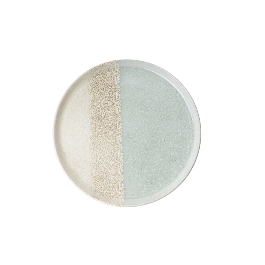 Servizio da tavola 27 pezzi beige/verde in porcellana