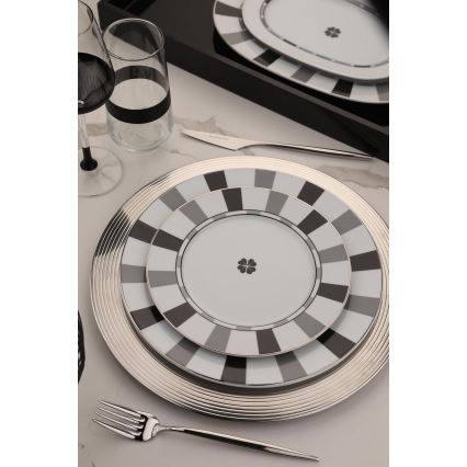 Servizio da tavola 27 pezzi bianco/grigio/porcellana