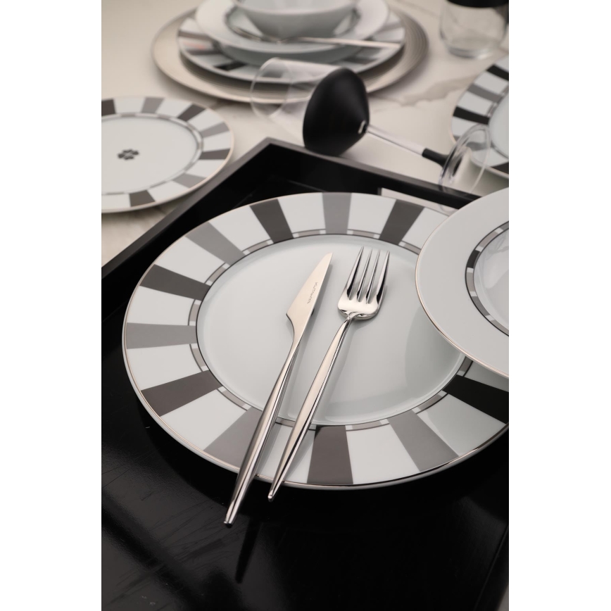 Servizio da tavola 27 pezzi bianco/grigio/porcellana