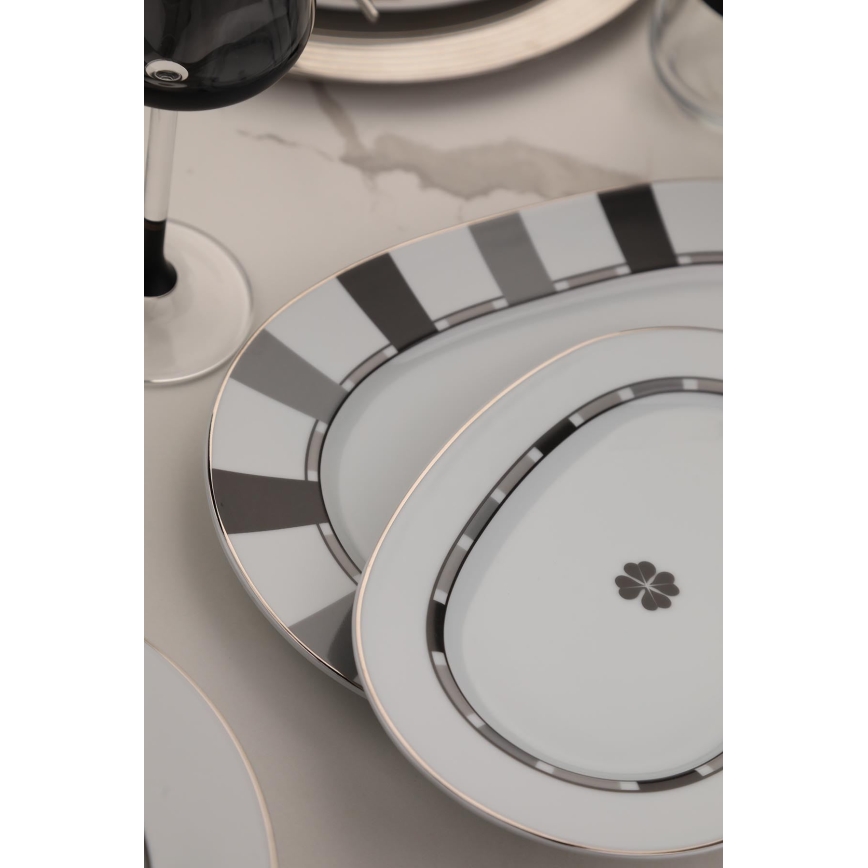 Servizio da tavola 27 pezzi bianco/grigio/porcellana