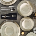 Servizio da tavola 54 pezzi in porcellana, bianco/argento/avorio