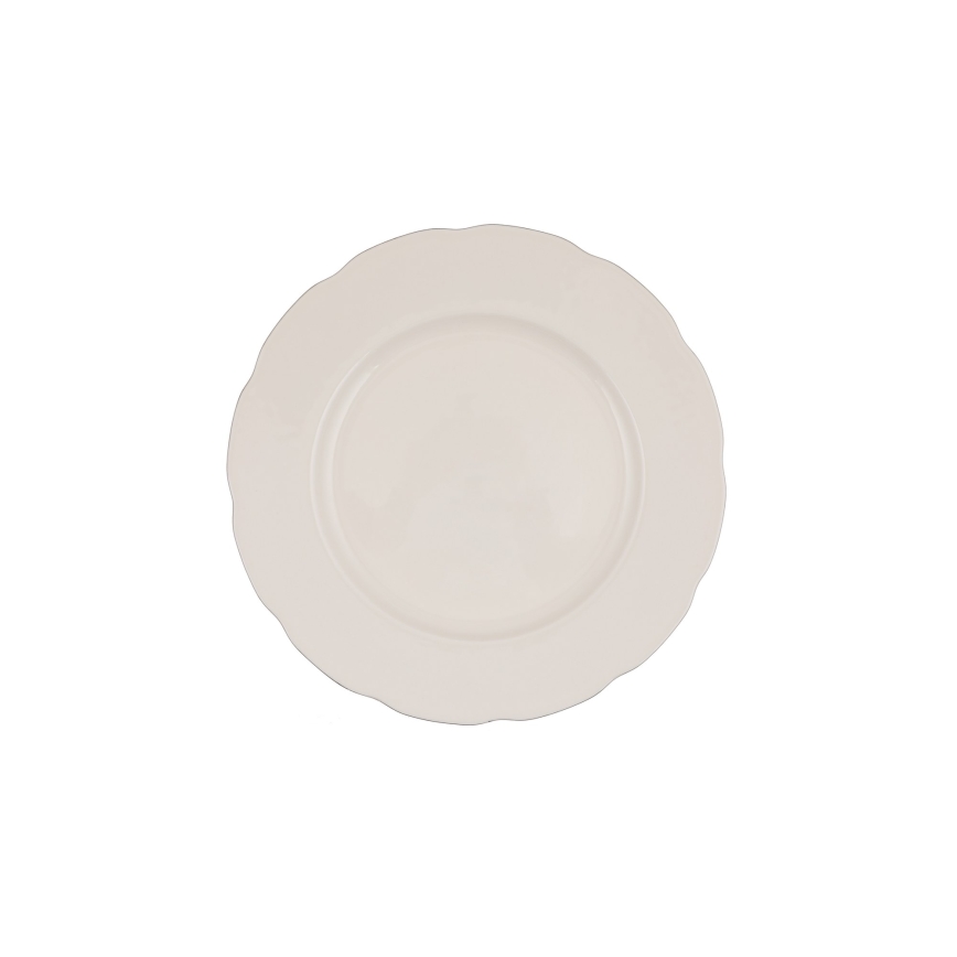 Servizio da tavola 54 pezzi in porcellana, bianco/argento/avorio