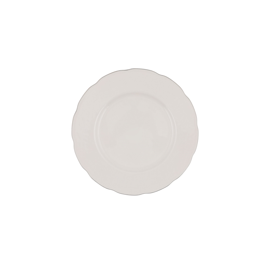 Servizio da tavola 54 pezzi in porcellana, bianco/argento/avorio