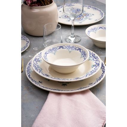 Servizio da tavola in ceramica, 24 pezzi, bianco/blu