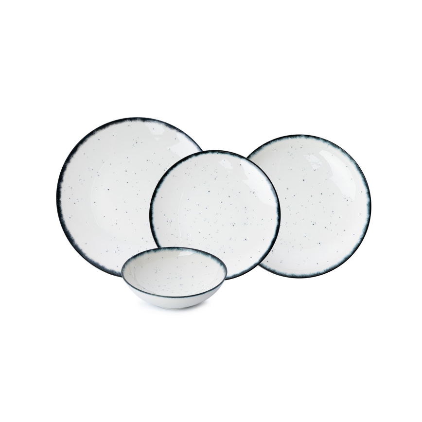 Servizio da tavola in porcellana, 24 pezzi, bianco/nero
