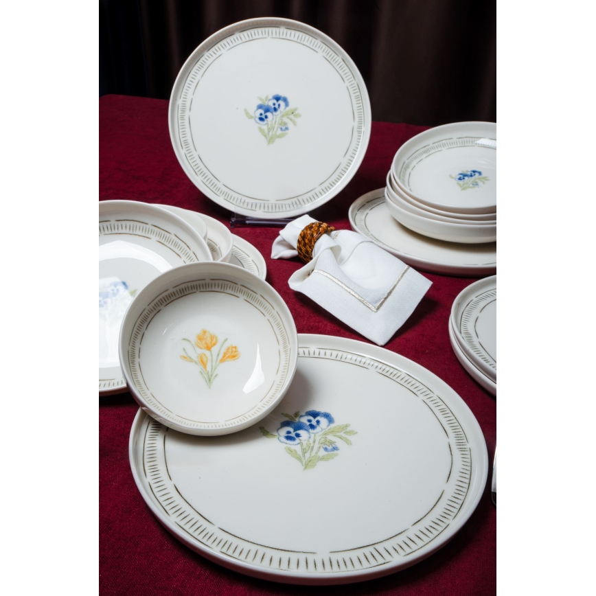 Servizio di piatti 18 pezzi, bianco/multicolore, porcellana