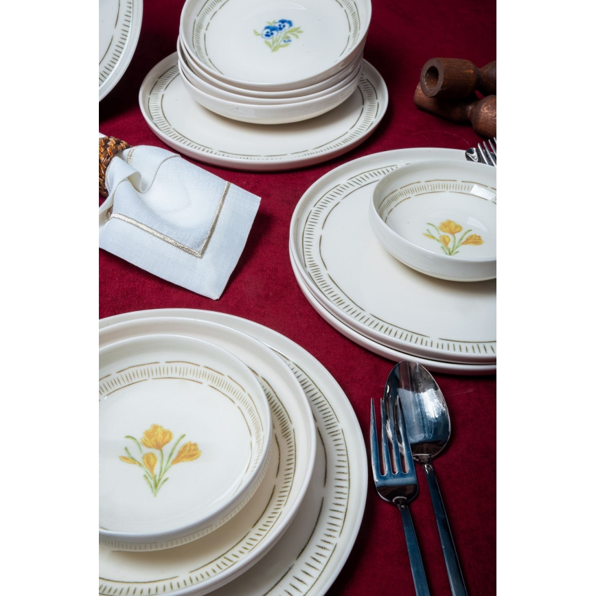 Servizio di piatti 18 pezzi, bianco/multicolore, porcellana
