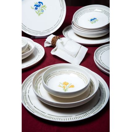 Servizio di piatti 18 pezzi, bianco/multicolore, porcellana