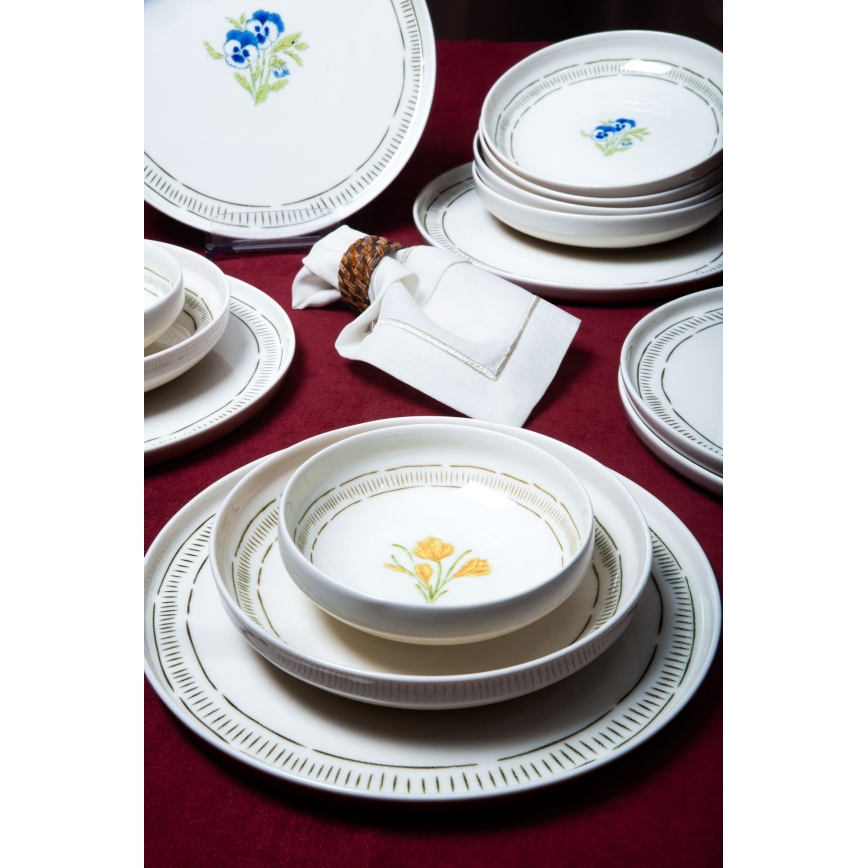 Servizio di piatti 18 pezzi, bianco/multicolore, porcellana