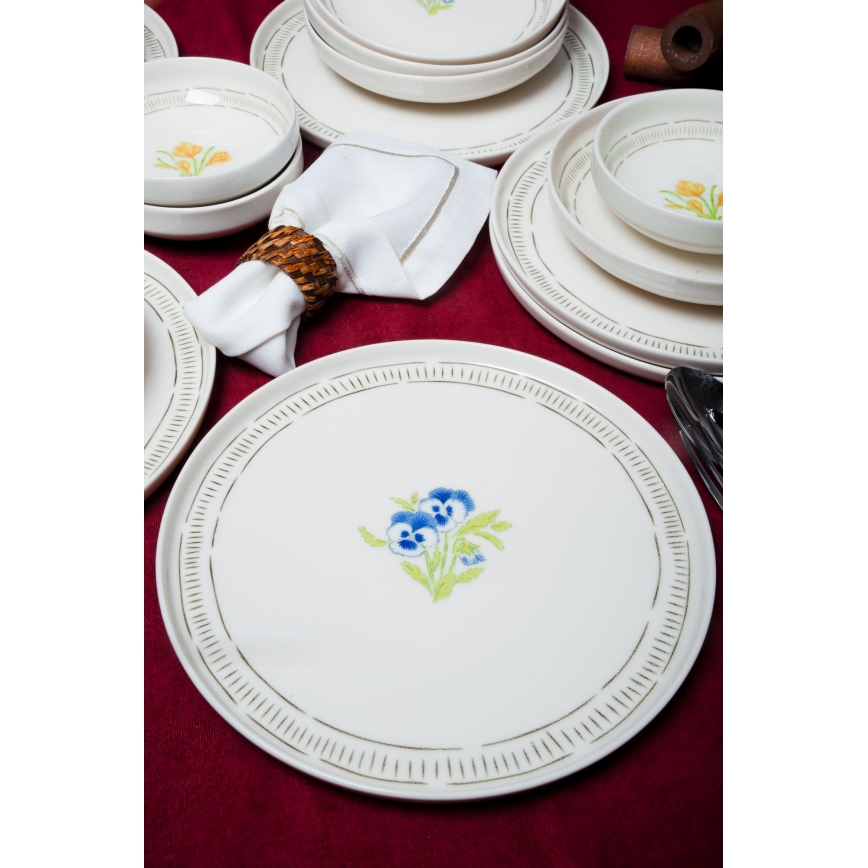 Servizio di piatti 18 pezzi, bianco/multicolore, porcellana