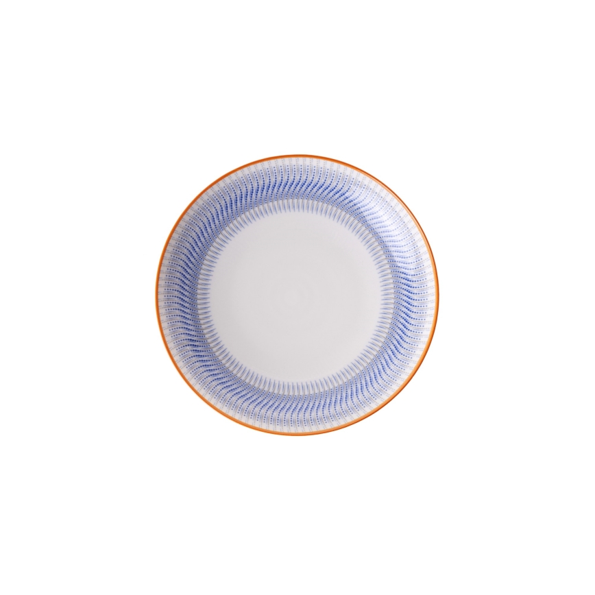 Servizio di piatti 24 pezzi, blu/arancione, in porcellana