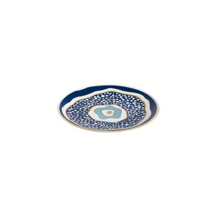 Servizio di piatti 24 pezzi in porcellana, bianco/blu/oro
