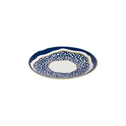 Servizio di piatti 24 pezzi in porcellana, bianco/blu/oro